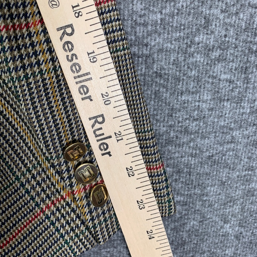 Daks London Blazer Jacket Men 40R Houndstooth Windowpane Gold Button Sport Coat - Picture 14 of 16